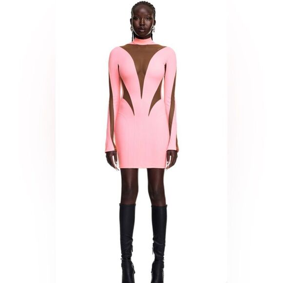 Mugler X H&M Mesh-paneled Mini Dress